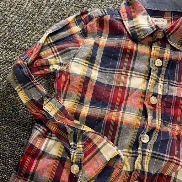 CARTER'S carter’s plaid button up long sleeve top size 4 - Picture 4 of 5